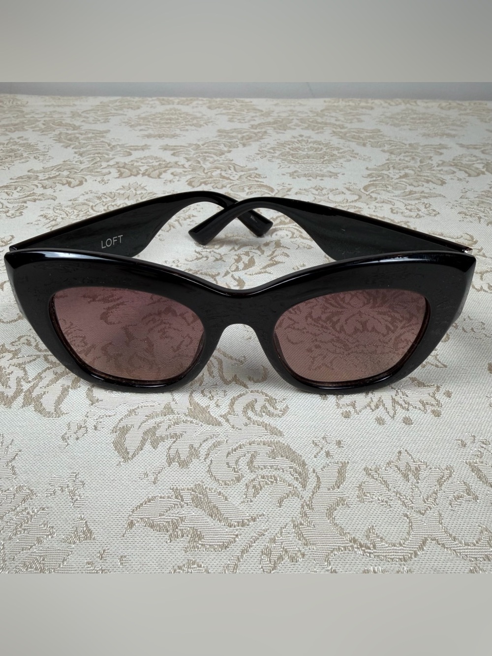 LOFT Black Cat-Eye Sunglasses with Brown-Tint Lenses, Pre-owned